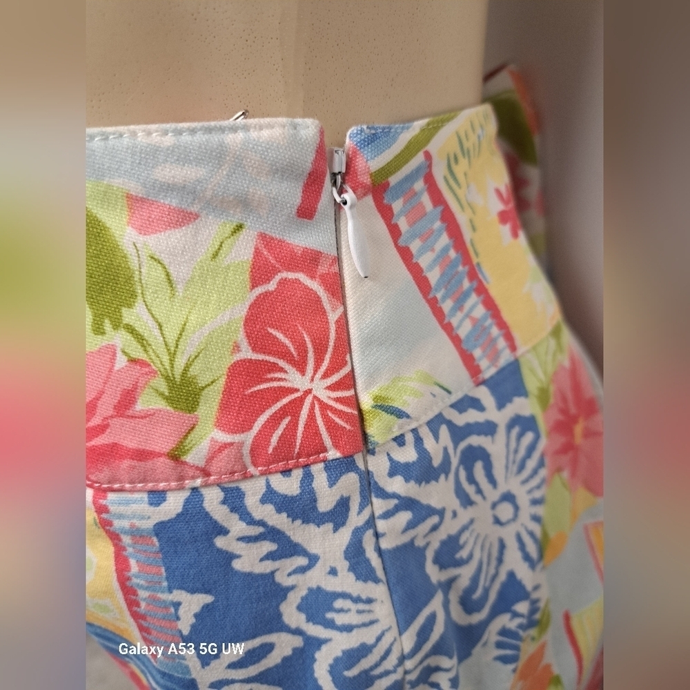 Talbots Petites 12 Mini Skirt Cotton Spandex Beach Colorful Hidden Zipper - Picture 4 of 6